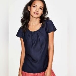 Boden navy blue silk blend top Women’s Short Sleeve Size 14 EUC